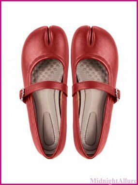 Tabi Ballet Flats Mary Jane Split Toe PU Leather Wide Width Comfortable Shoes